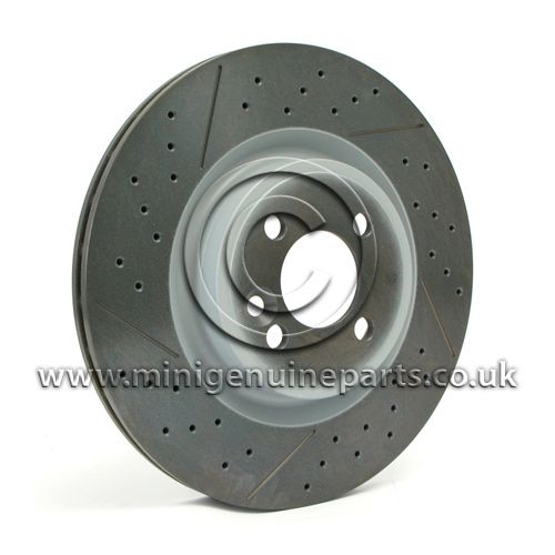 294mm x 22mm JCW Drilled Front Brake Disc, each - R55/R56/R57 Cooper S